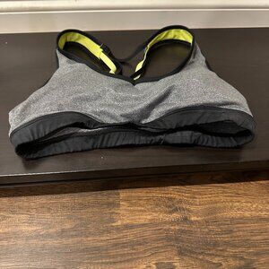 Women’s Colorblock Sports Bra – Gray Black Yellow, Size M